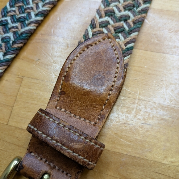 Boston Early Tones Woven Leather Belt with Brass Buckle 32"-35" - Picture 4 of 11